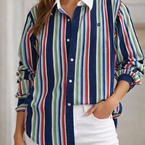 Chaps Multicolor Striped Button-Down Shirt vintage 90’s mom